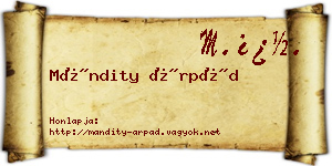 Mándity Árpád névjegykártya